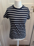 Ladies T-shirt Primark Medium Navy Stripe