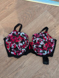 40D Black Floral Bra Padded And Wired