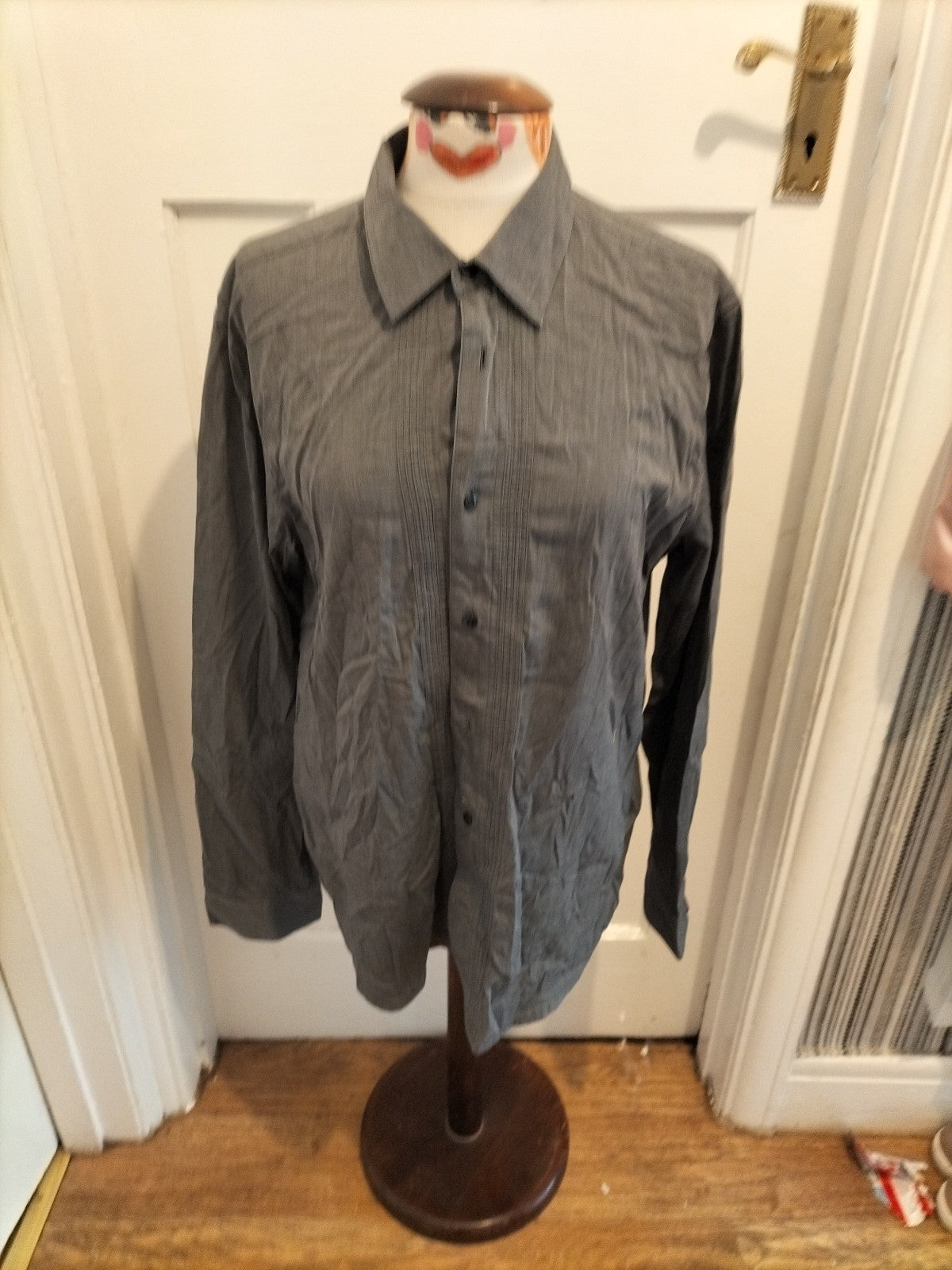 Mens Gap Size 16-16.5" Grey Slim Fit Long Sleeved Shirt