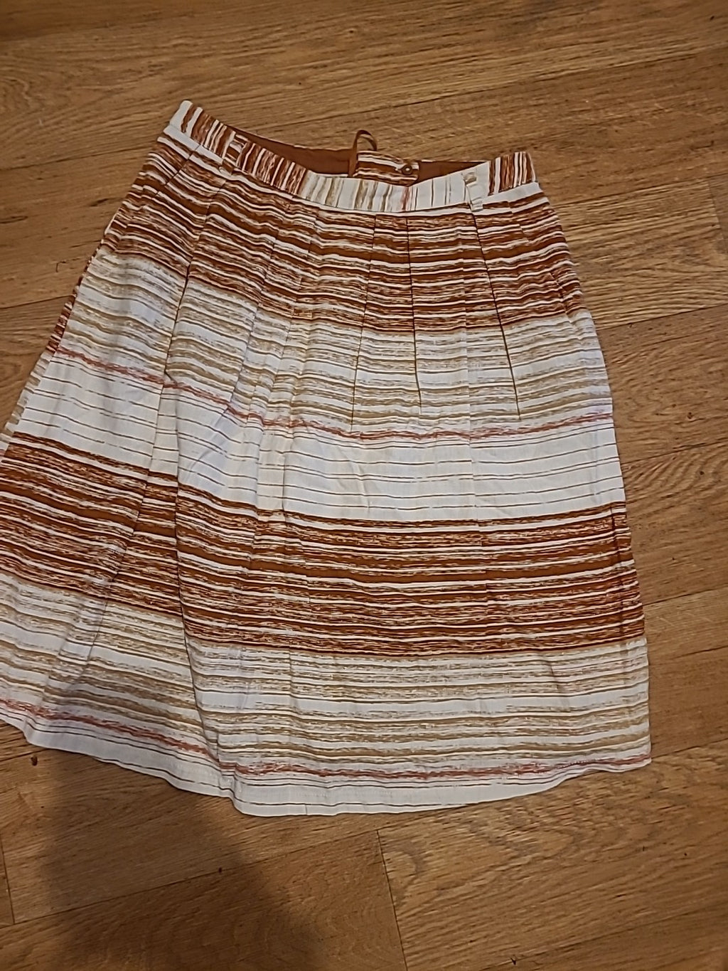 Ladies Next Size 10 Brown/Cream Patterned Flare Skirt