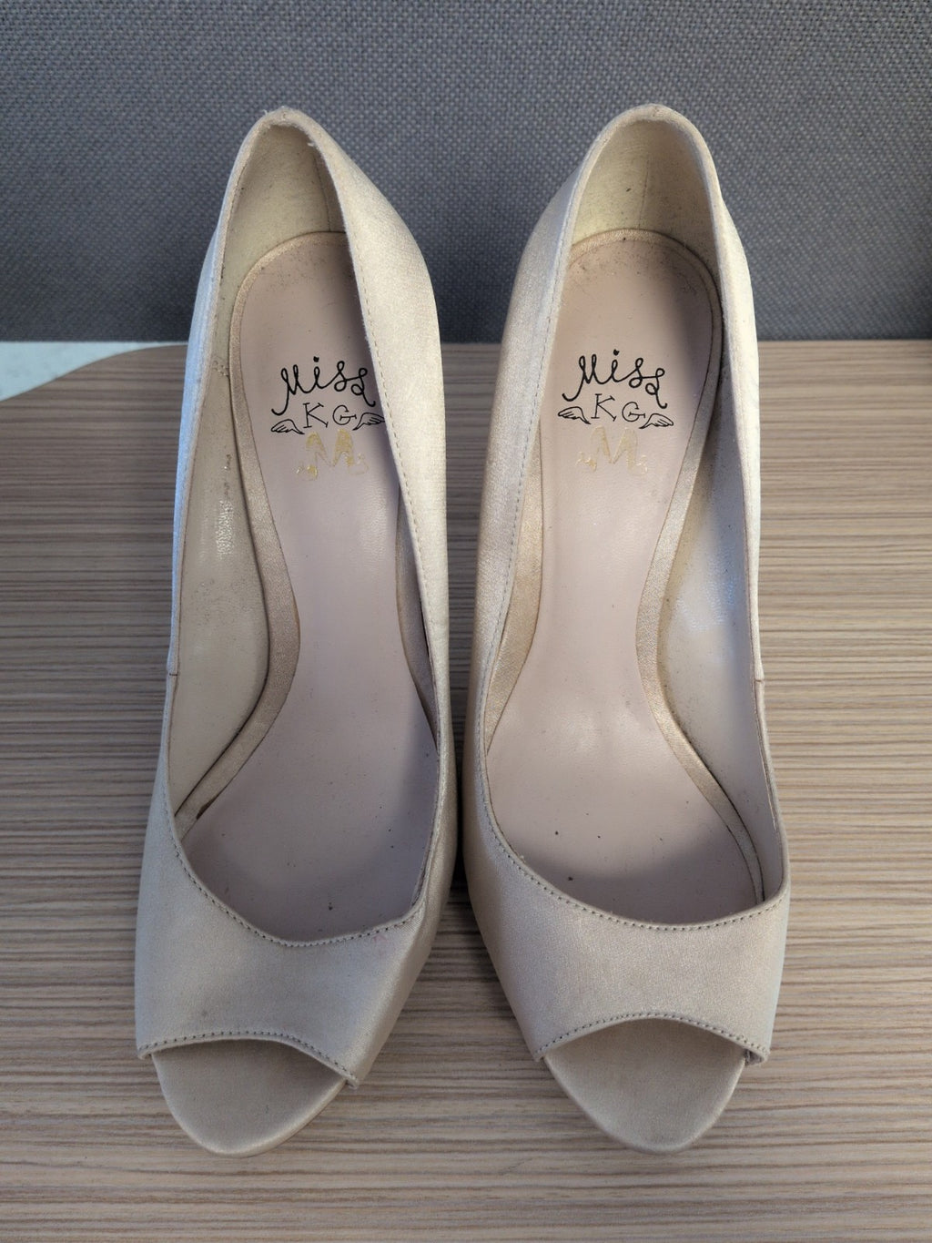 Miss KG Size EU 37 Beige Shimmer Heels Open Toe