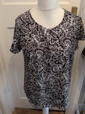 Bodyflirt 16 Black And White Short Sleeve Blouse