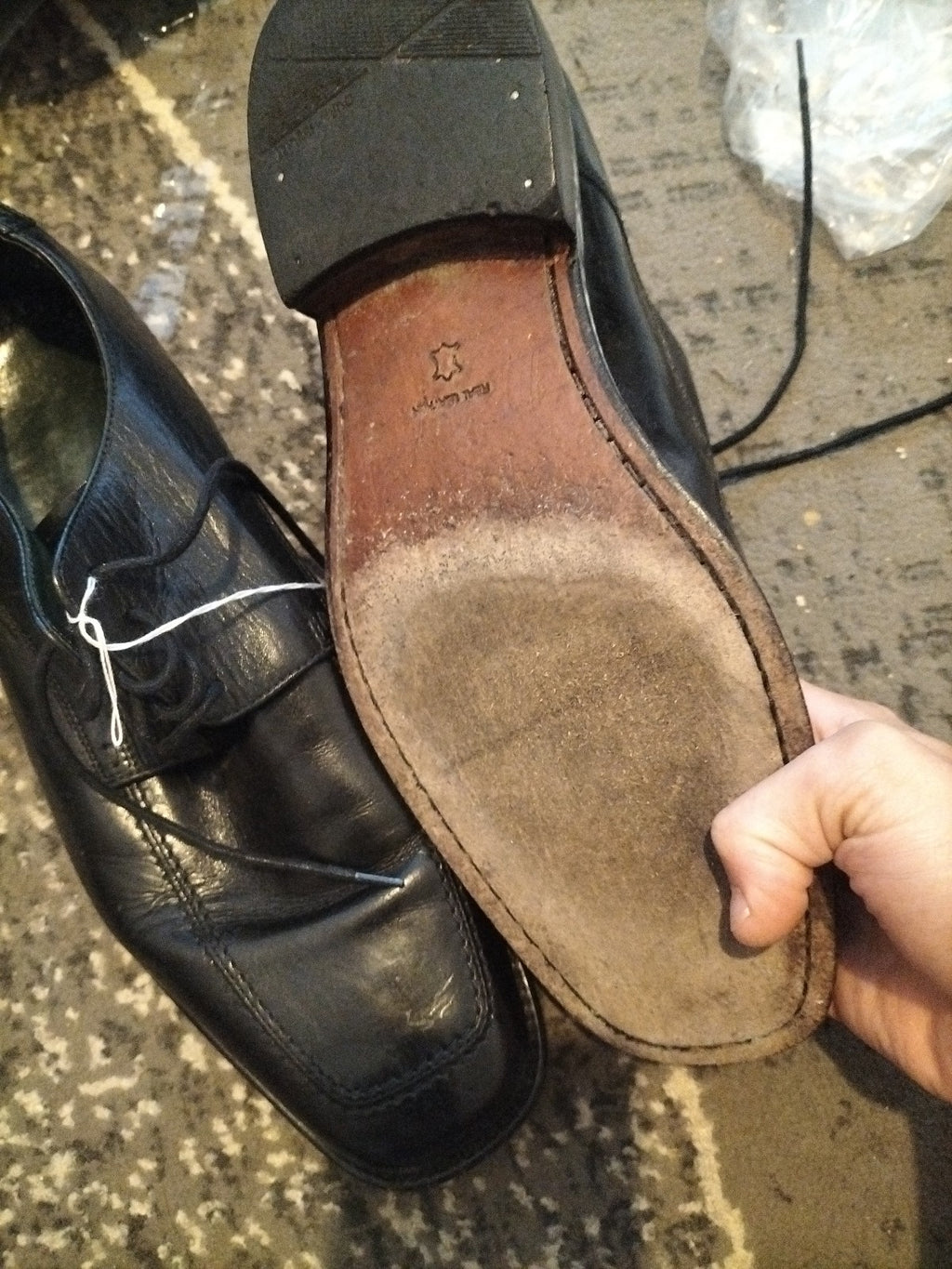 Mens Real Leather Back Smart Shoes Tie Up Size 8.5