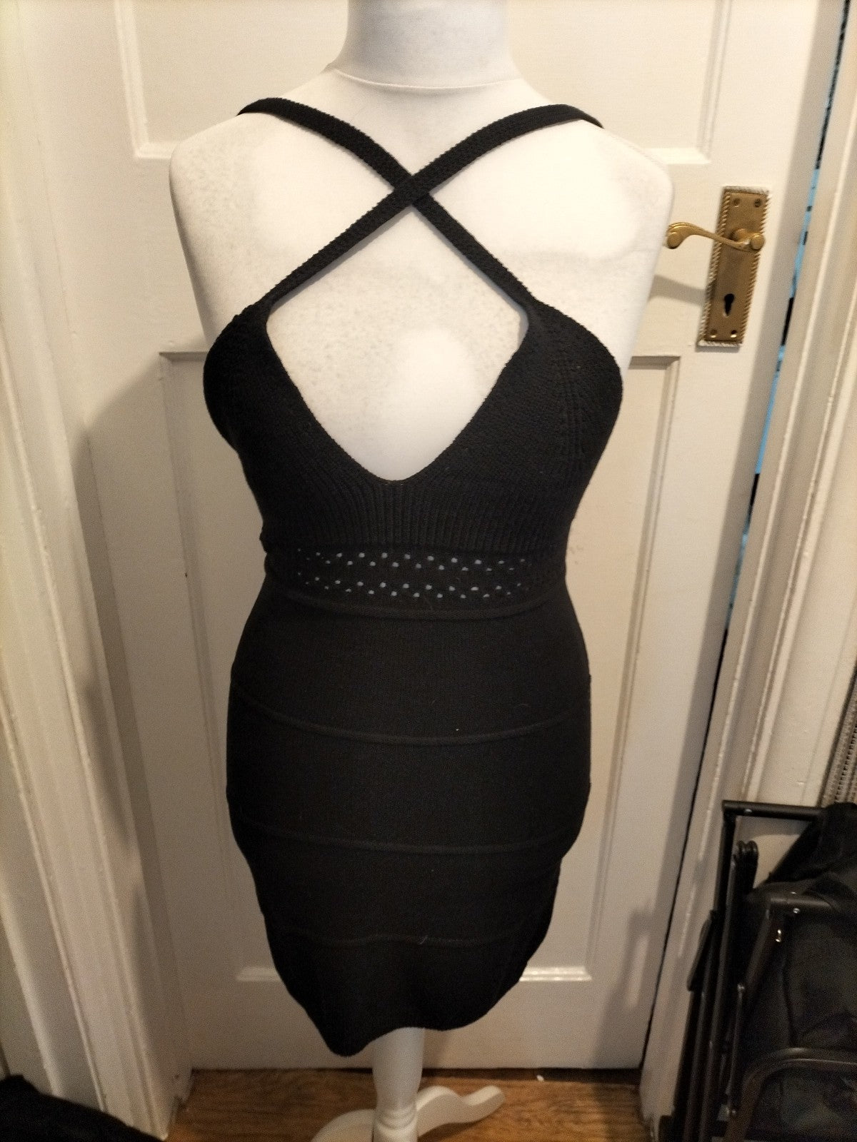 Ladies Black Wool Sleeveless Dress Size Med H&M
