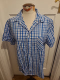 Mens Kangeroo Poo Size Large Blue/White Check Short Sleeved Shirt