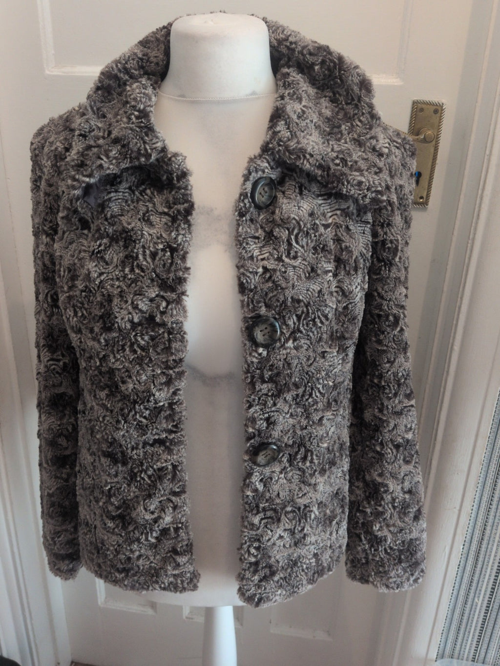 Mixit 8 Grey Flecked Fluffy Lined Buttoned Cardigan Jacket