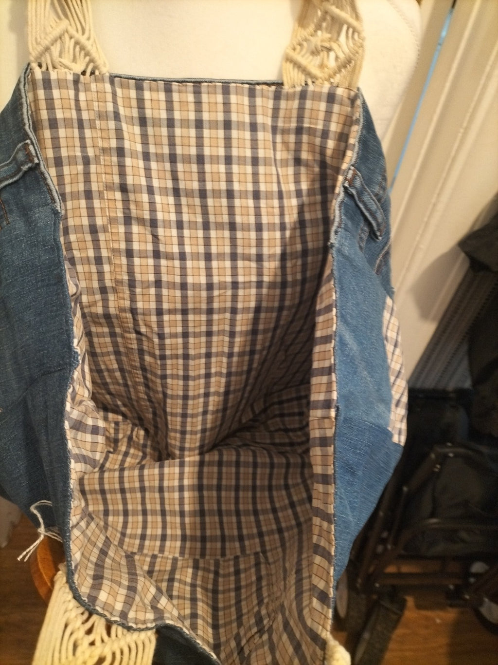 Ladies Denim Wooven Strap Handbag