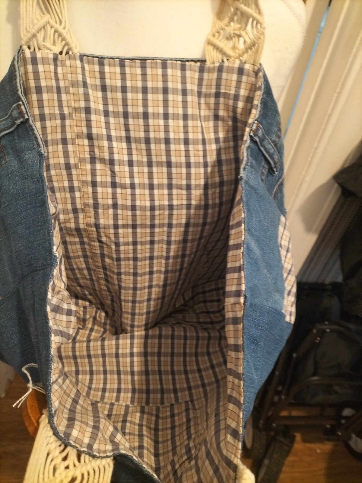 Ladies Denim Wooven Strap Handbag
