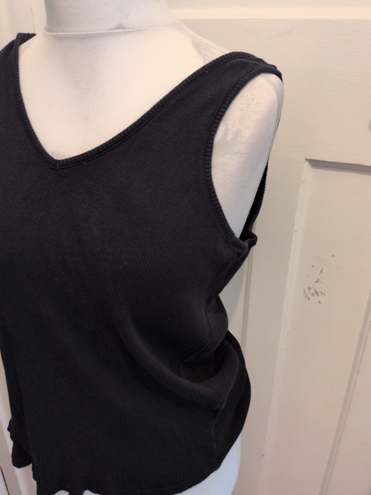 24 Black Ribbed Vest Top
