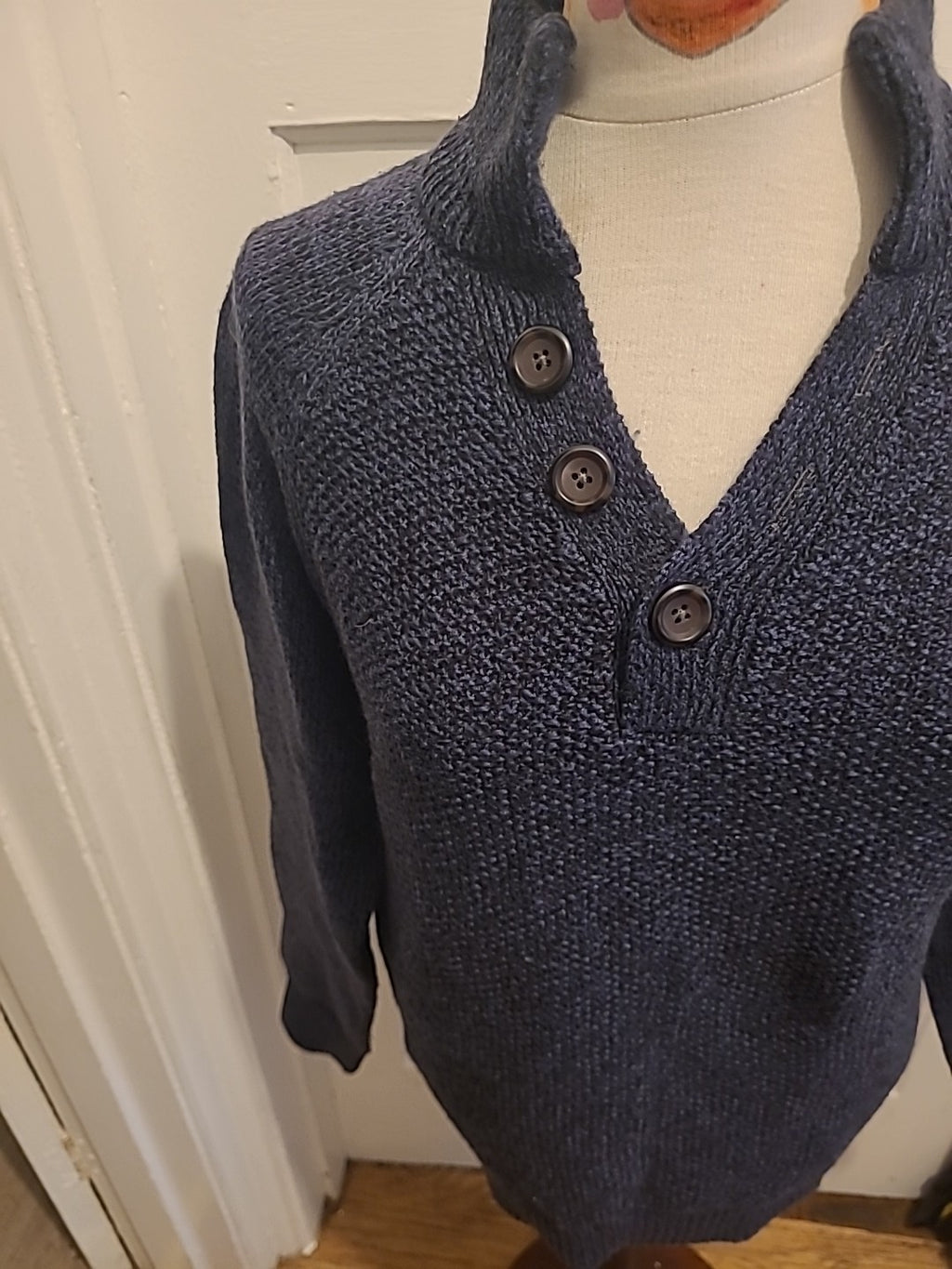 Mens Next Size Small Navy Fleck Long Sleeved Pullover Jumper High Neck