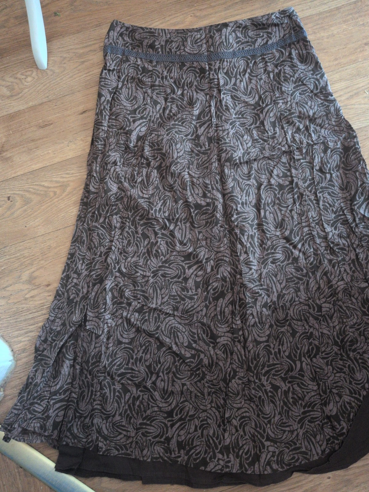 Fat Face 12 Brown Toned Long Length Flared Skirt