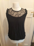 Ladies Wallis Size Small Black Lace Sleeveless Blouse