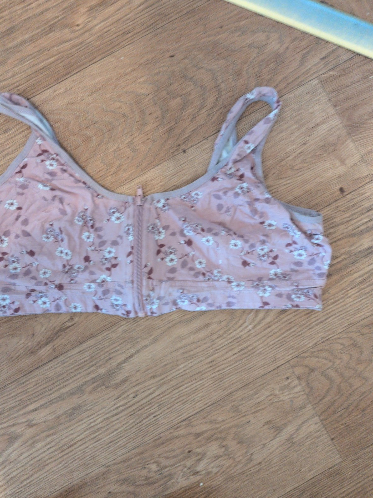 XL Pink Floral Full Zip Bralette