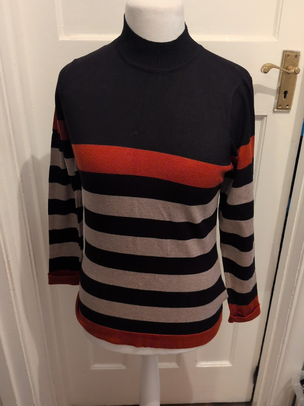 First Avenue Small Multi Stripe High Neck Jumper