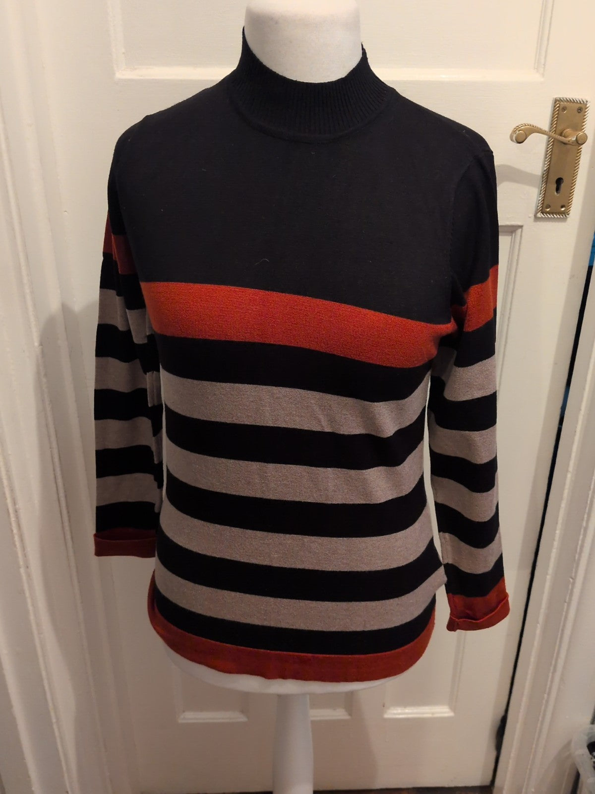 First Avenue Small Multi Stripe High Neck Jumper