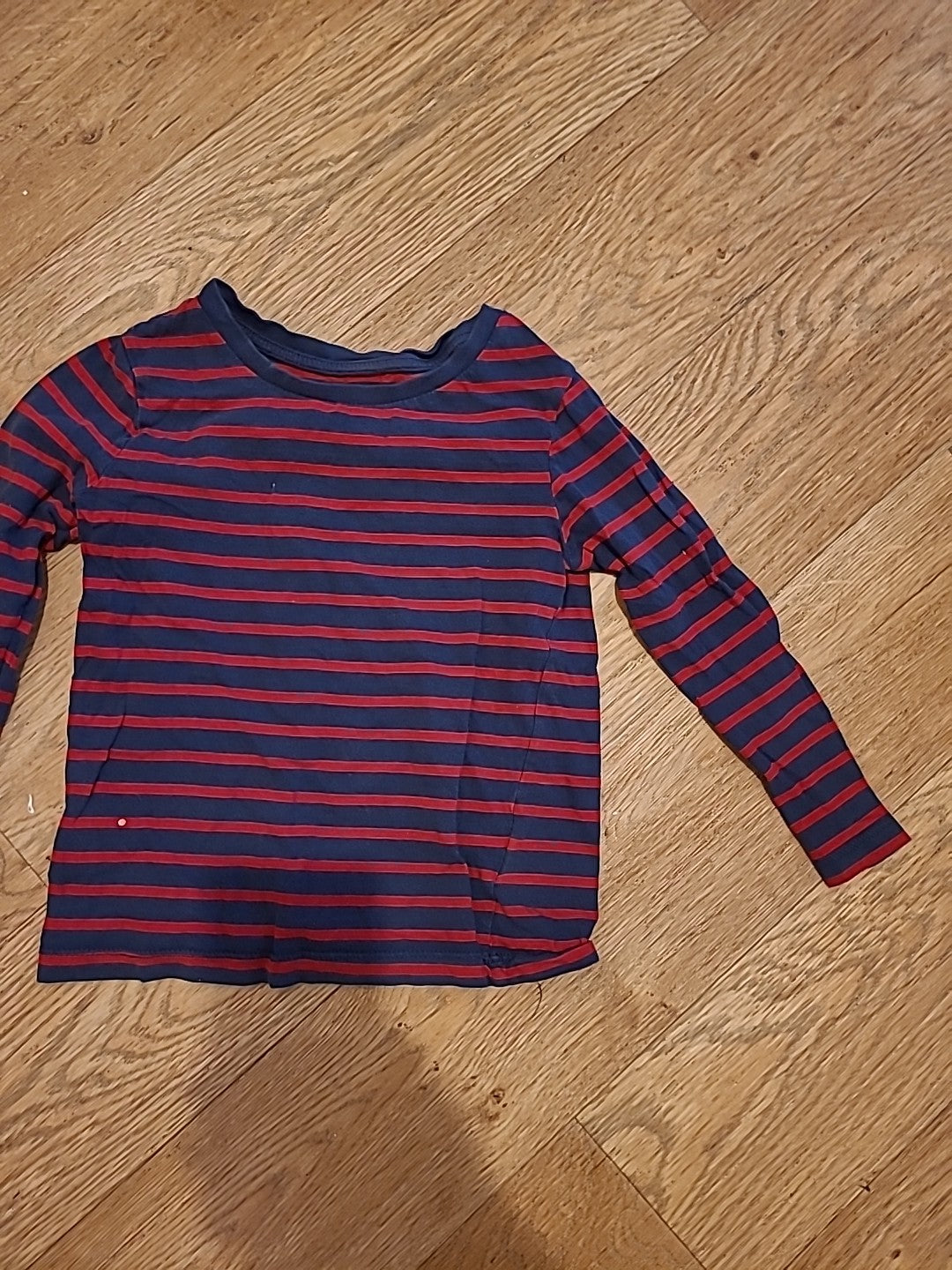 Boys H&M Age 4-6 Years Navy/Red Striped Tshirt