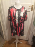 Ladies Size 4XL Pink/Black And White Short Sleeved Tshirt