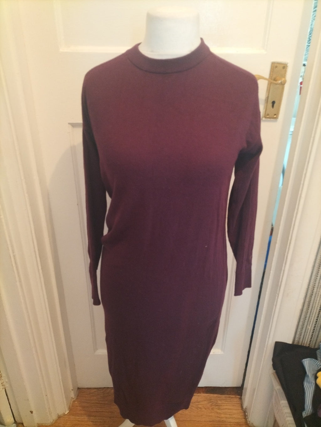 Ladies Size Medium Deep Purple Long Sleeved Jumper Dress