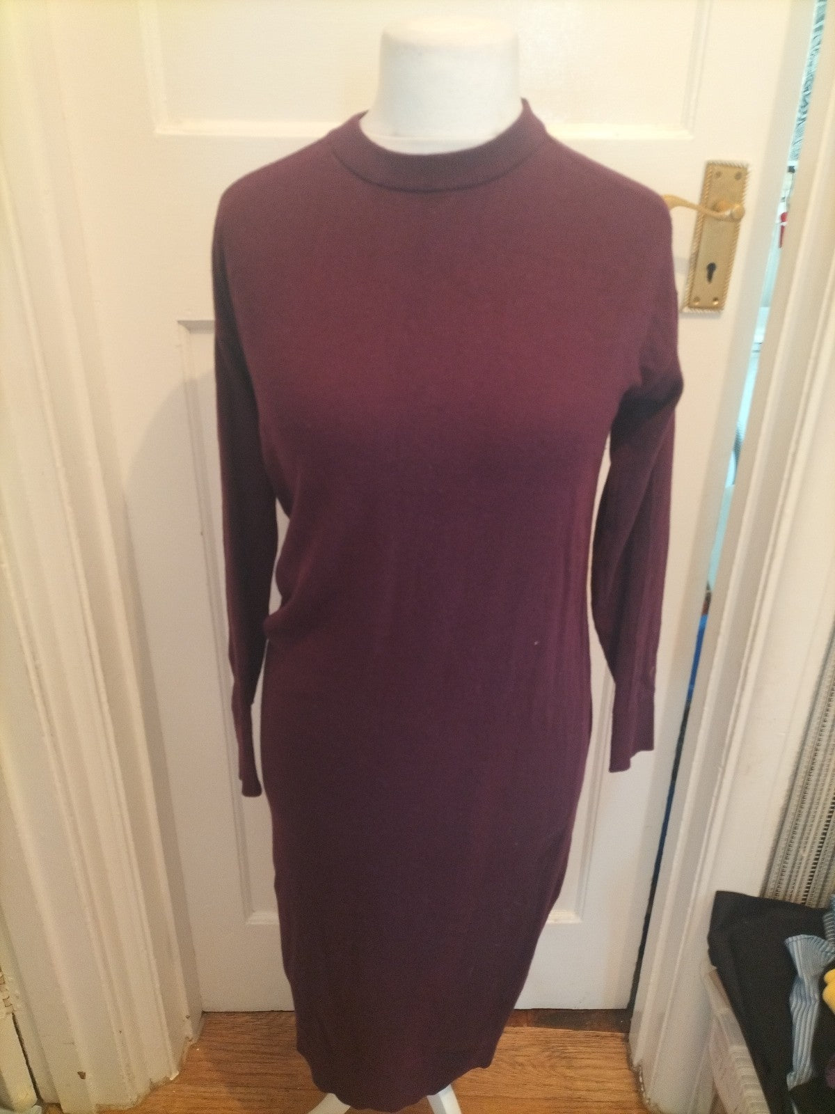 Ladies Size Medium Deep Purple Long Sleeved Jumper Dress