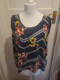 Ladies Papaya Size 18 Navy Floral Open Back Sleeveless Top