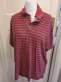 Mens North Coast Size 2XL Red And Grey Striped Short Sleeved Polo