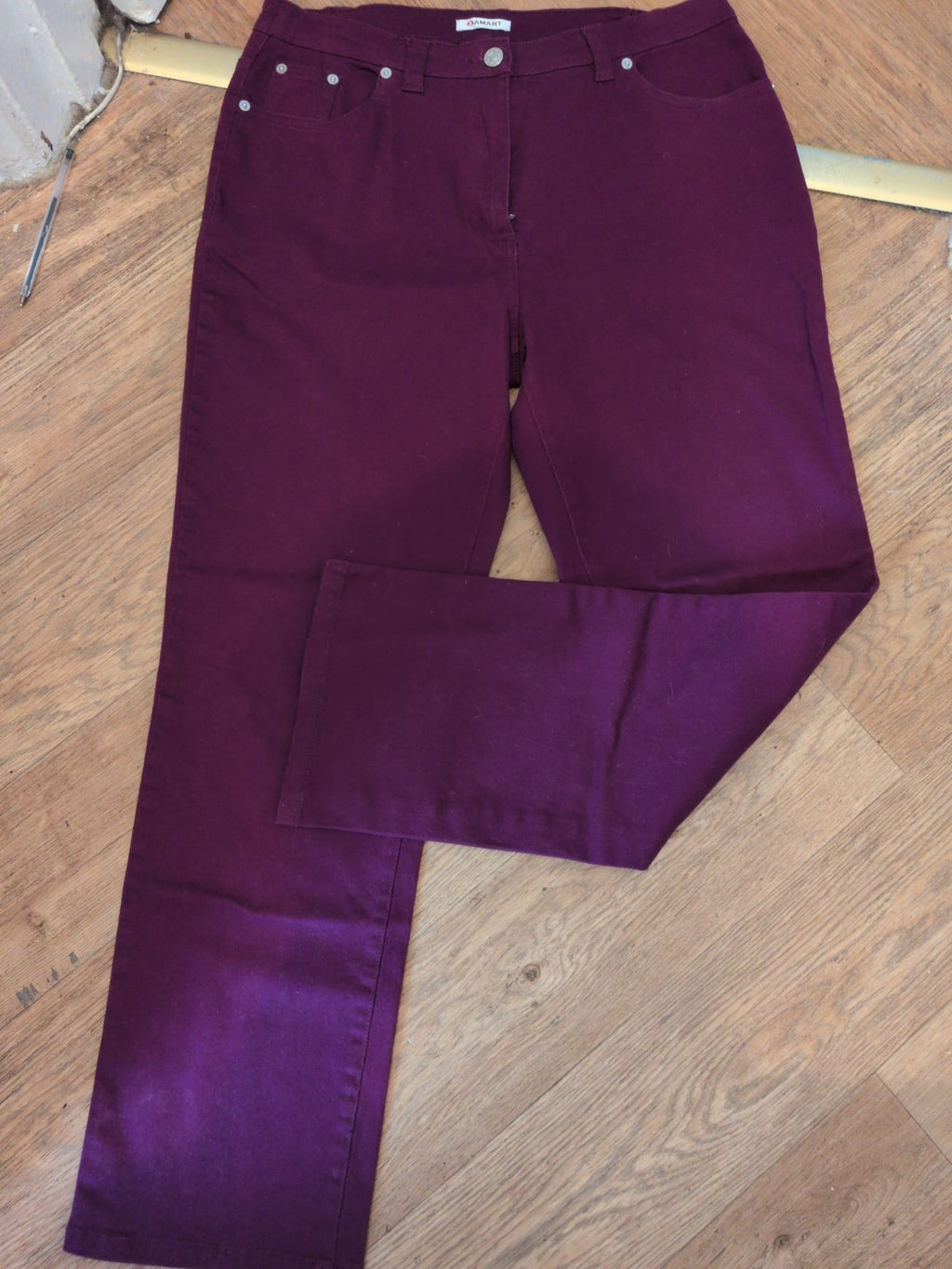Ladies Damart Size 14 Purple Slight Elasticated Straight Leg Jeans