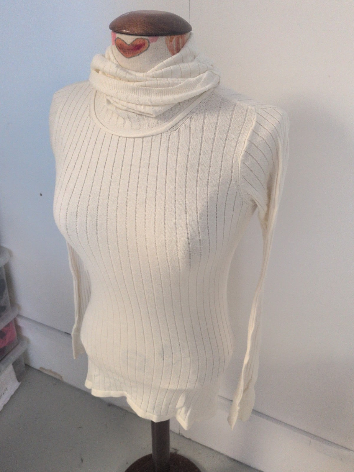 River Island 10 Ivory High Neck Long Sleeve T-shirt