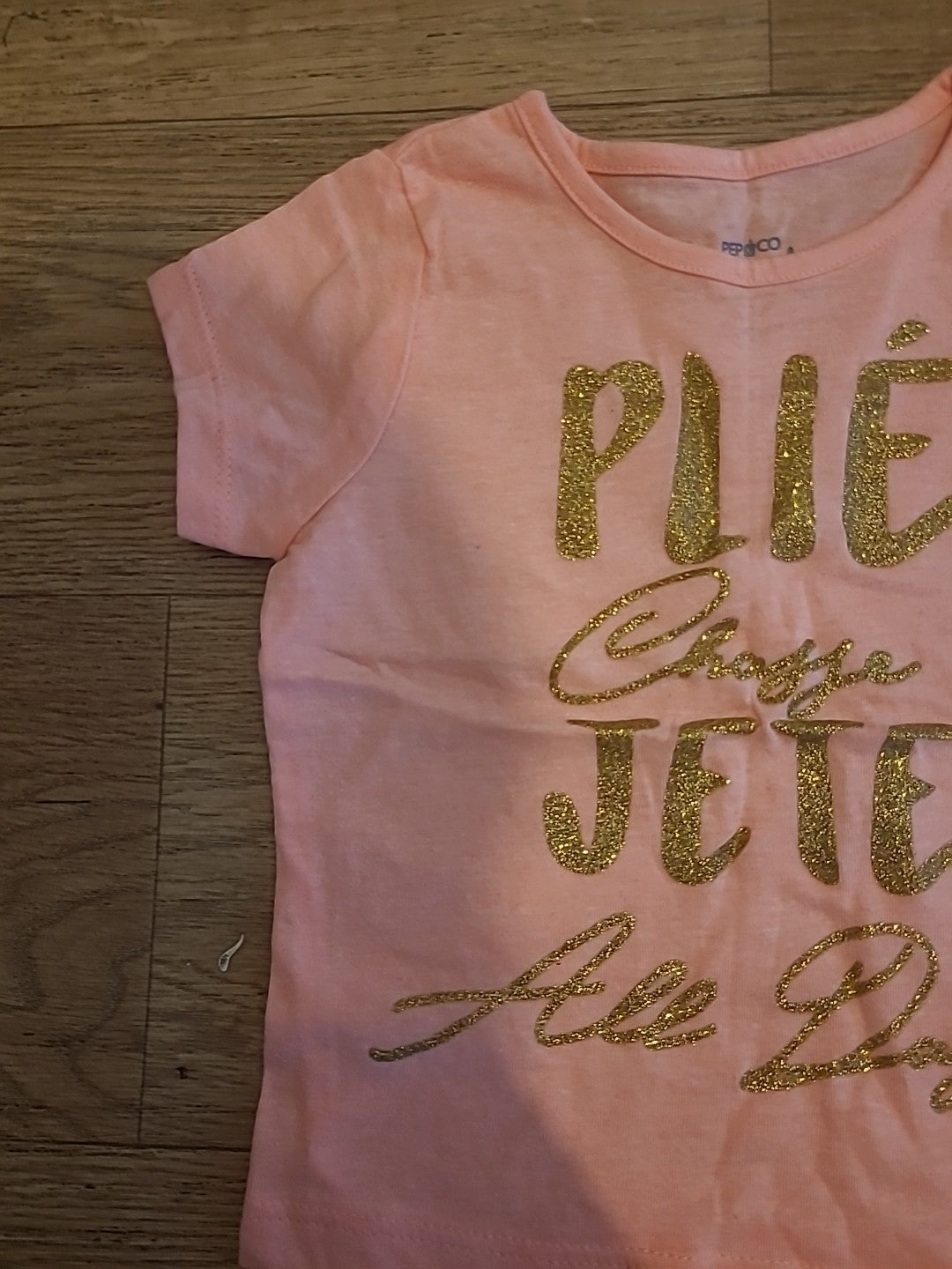 Pep&Co 12-18 Months Peach Gold Glitter Tshirt