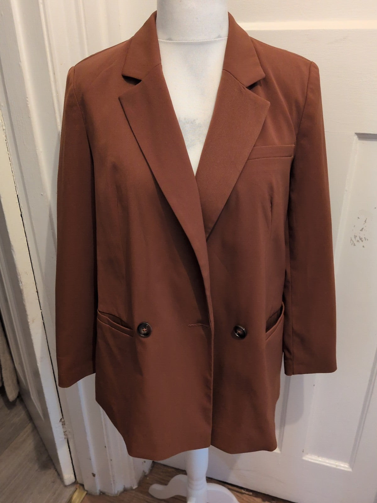 Brown 16 Lined Padded Blazer