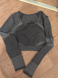 Large Grey Fleck Long Sleeve Fitted Top