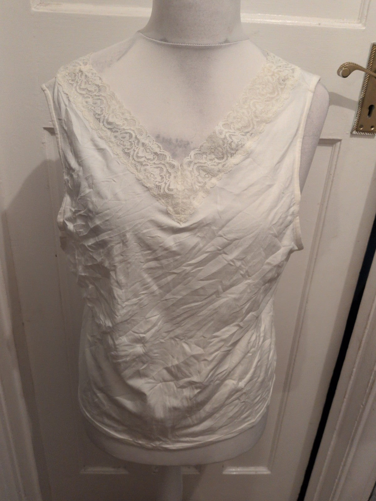 George 22 Ivory Lace Neck Sleeveless Pyjama Top