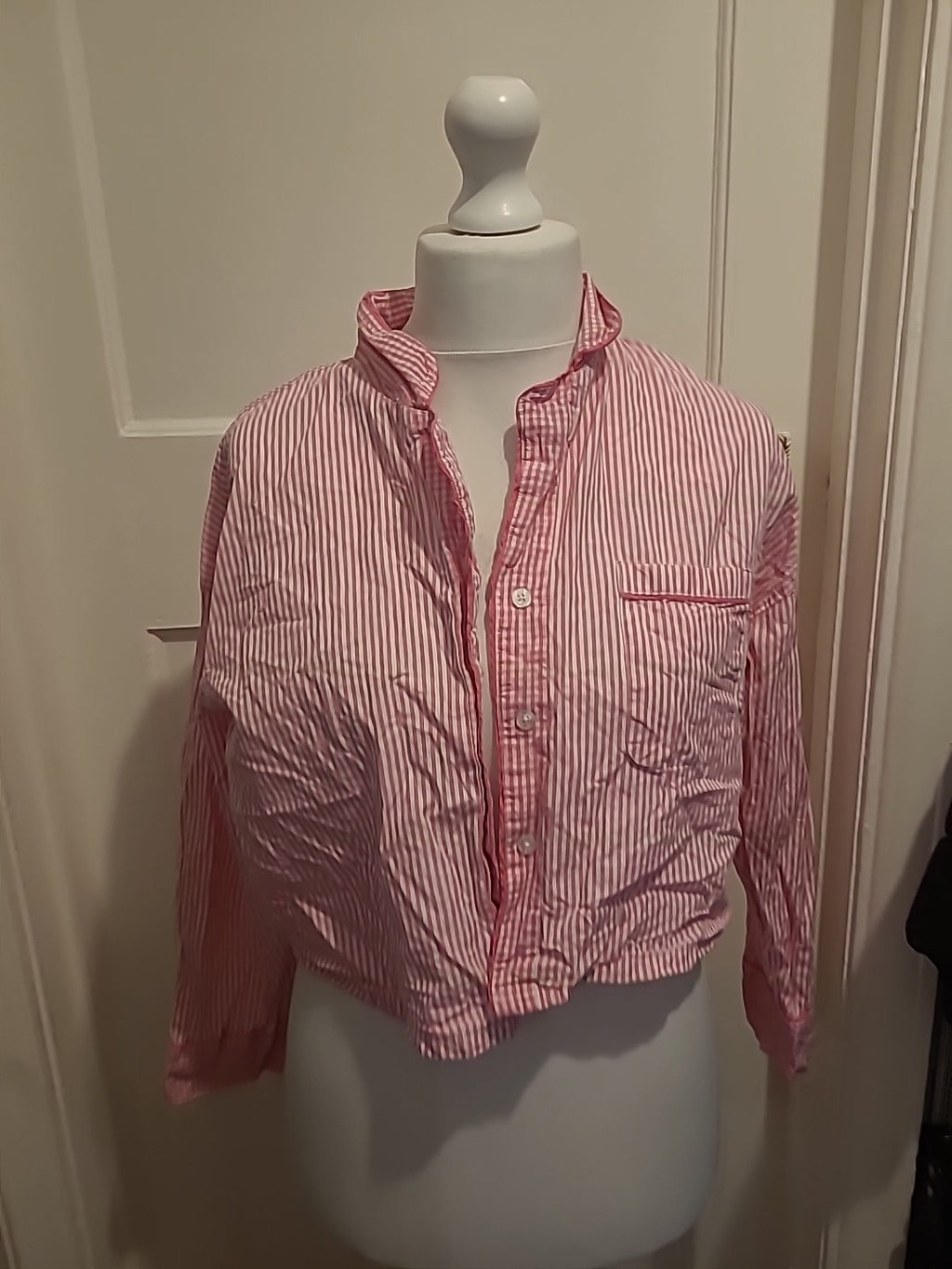 Ladies Primark Size 10-12 Pink Striped Pyjama Top