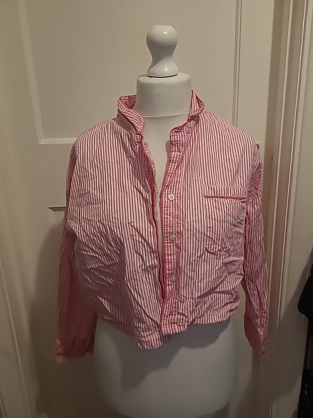 Ladies Primark Size 10-12 Pink Striped Pyjama Top