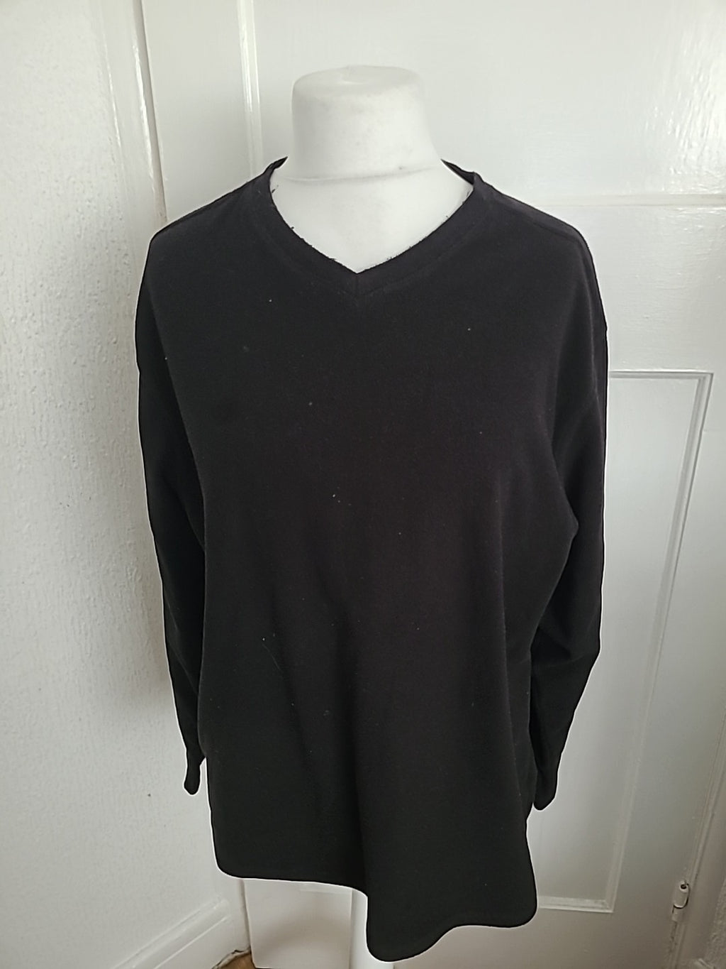 Mens Blue Harbour Size L Black Fleece Long Sleeved Jumper