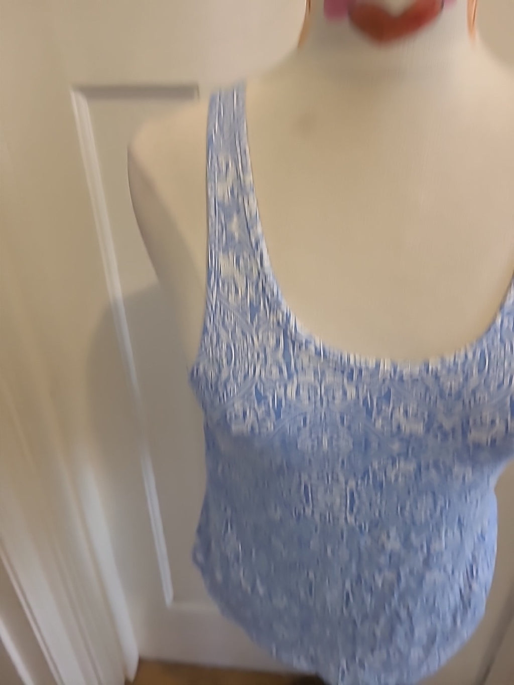 Ladies Peacocks Size 10 Blue White Aztec Style Sleeveless Tshirt