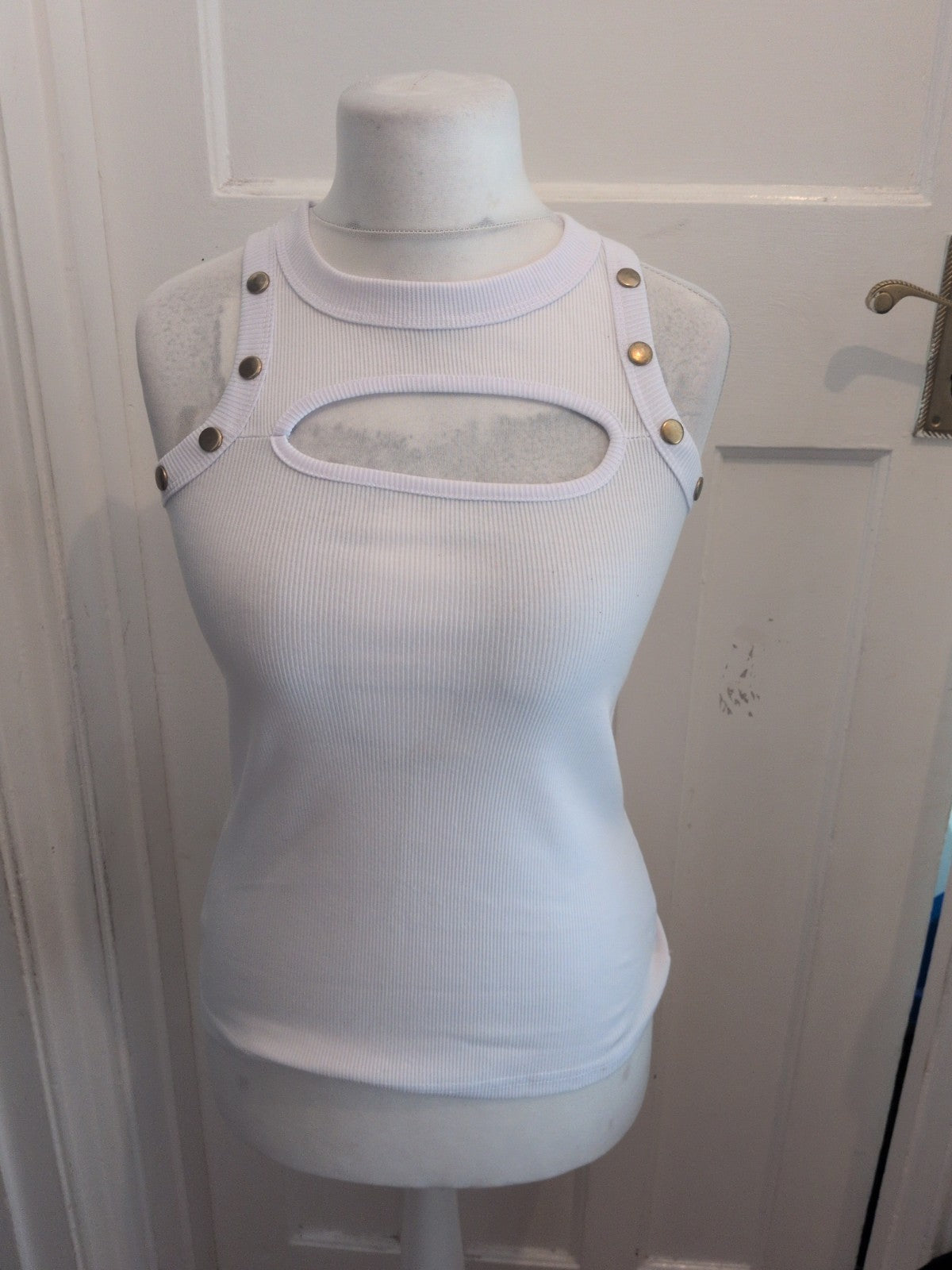 Large White Short Sleeve Open Bust T-shirt