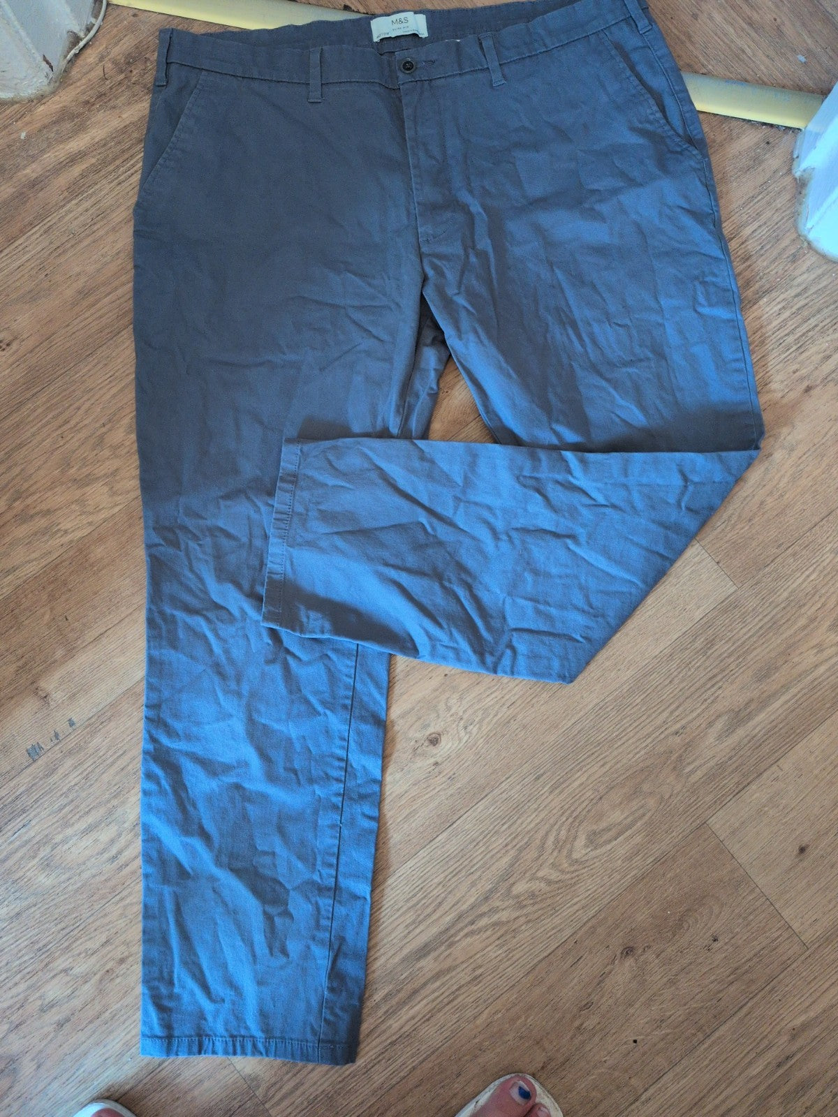 M&S Slim Fit 40/29" Light Blue Trousers Chino