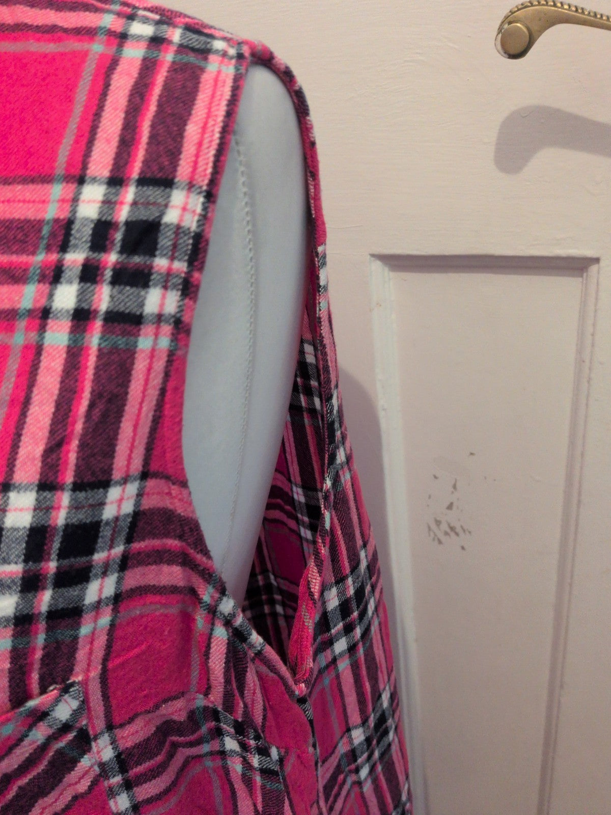 Marks And Spencer 20 Pink Check Collared Sleeveless Buttoned Dress