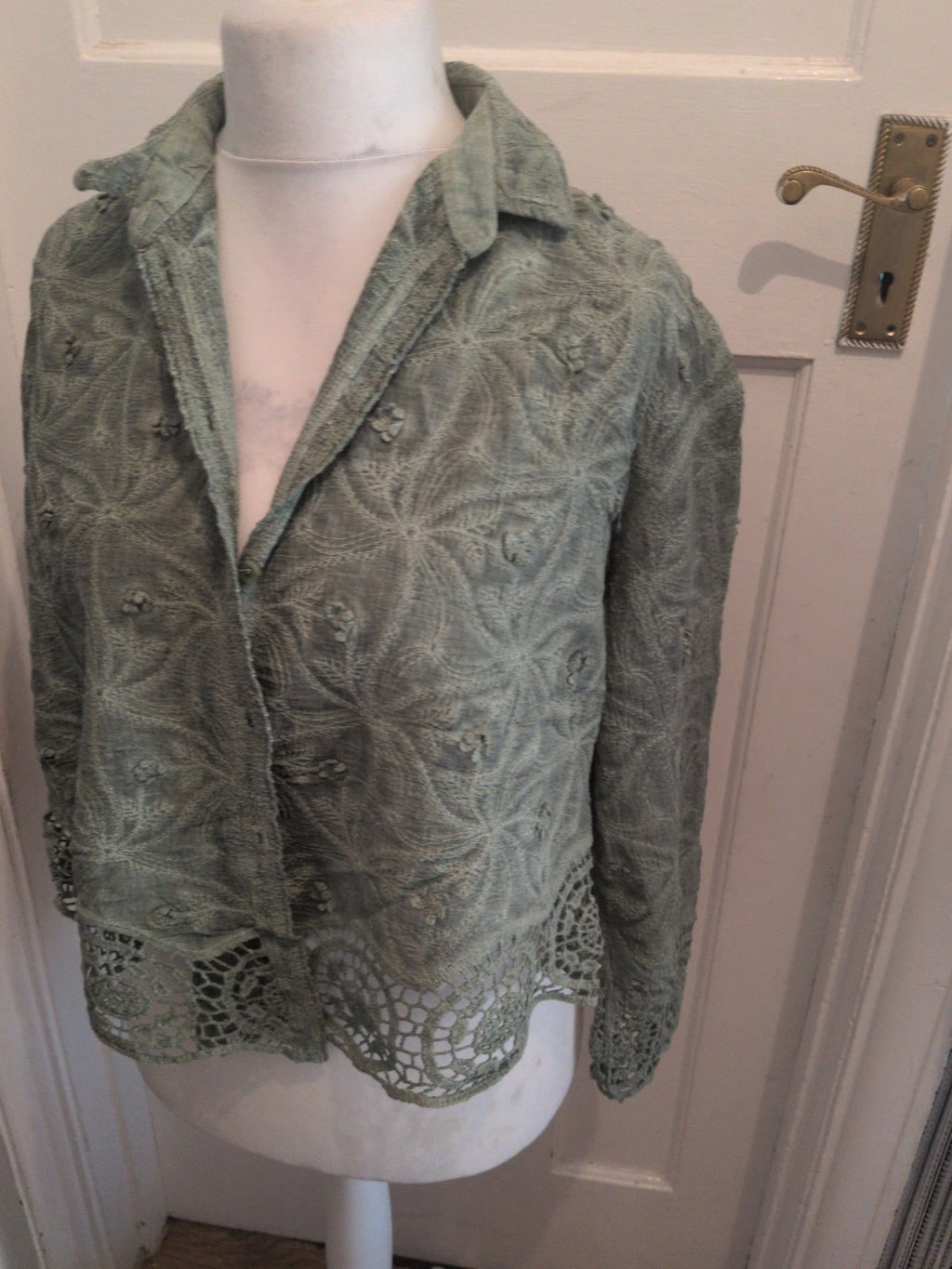 Ladies Apricot Long Sleeved Blouse Size M/l Sage Green