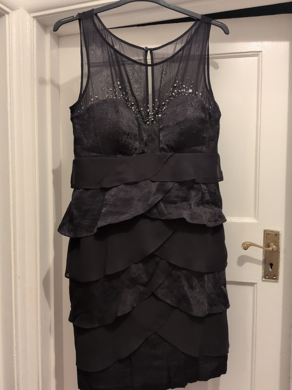 S.L Fashions 16 Black Pleat Dress Sleeveless