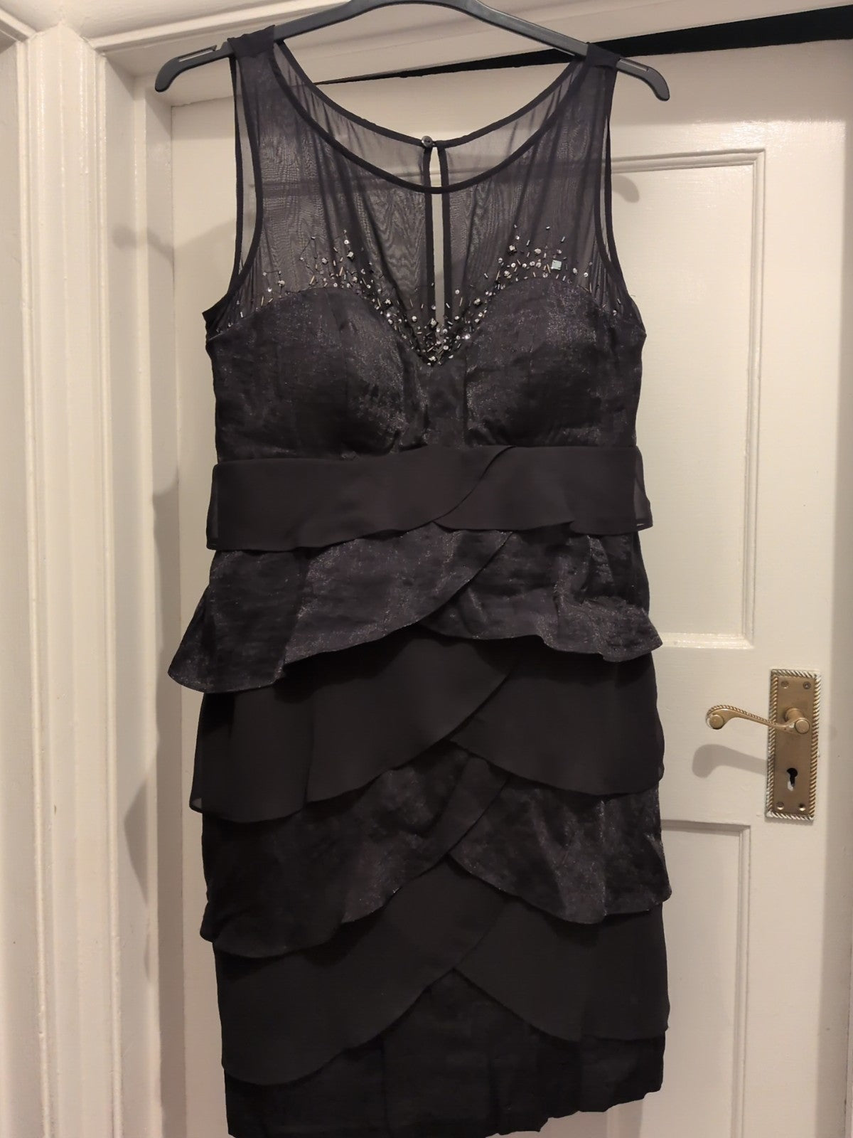 S.L Fashions 16 Black Pleat Dress Sleeveless