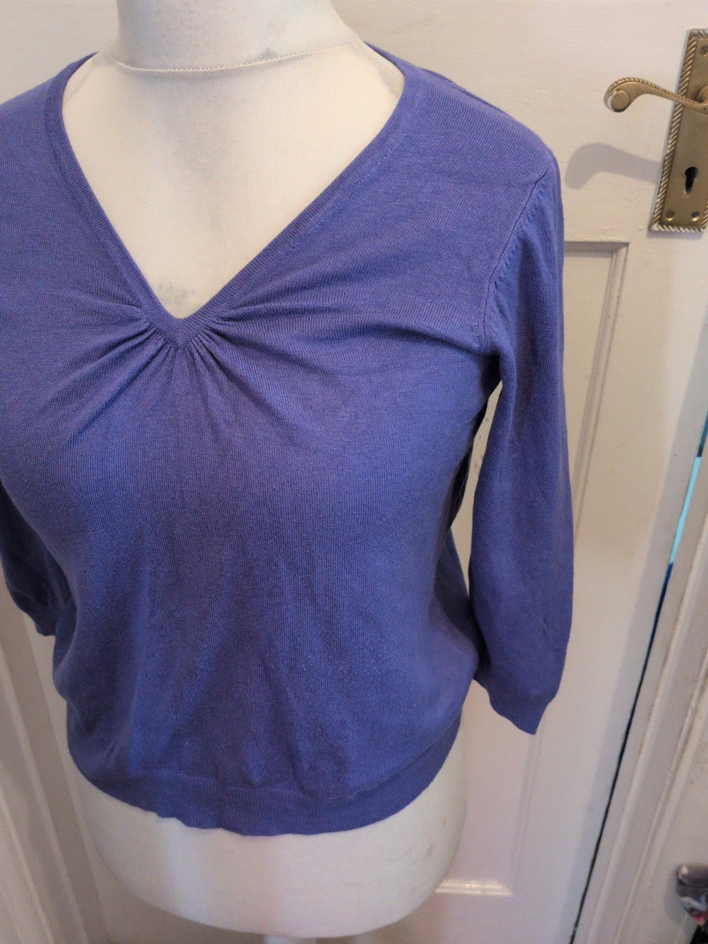 Marks And Spencer 14 Mauve Long Sleeve V Neck Jumper