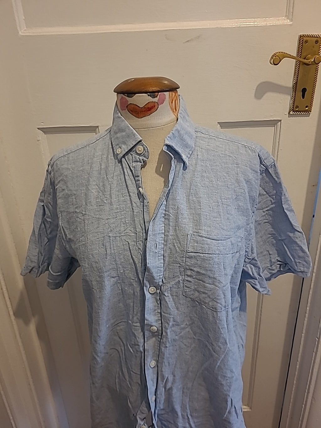 Mens Livergy Size Medium Bluey Grey Short Sleeved Shirt