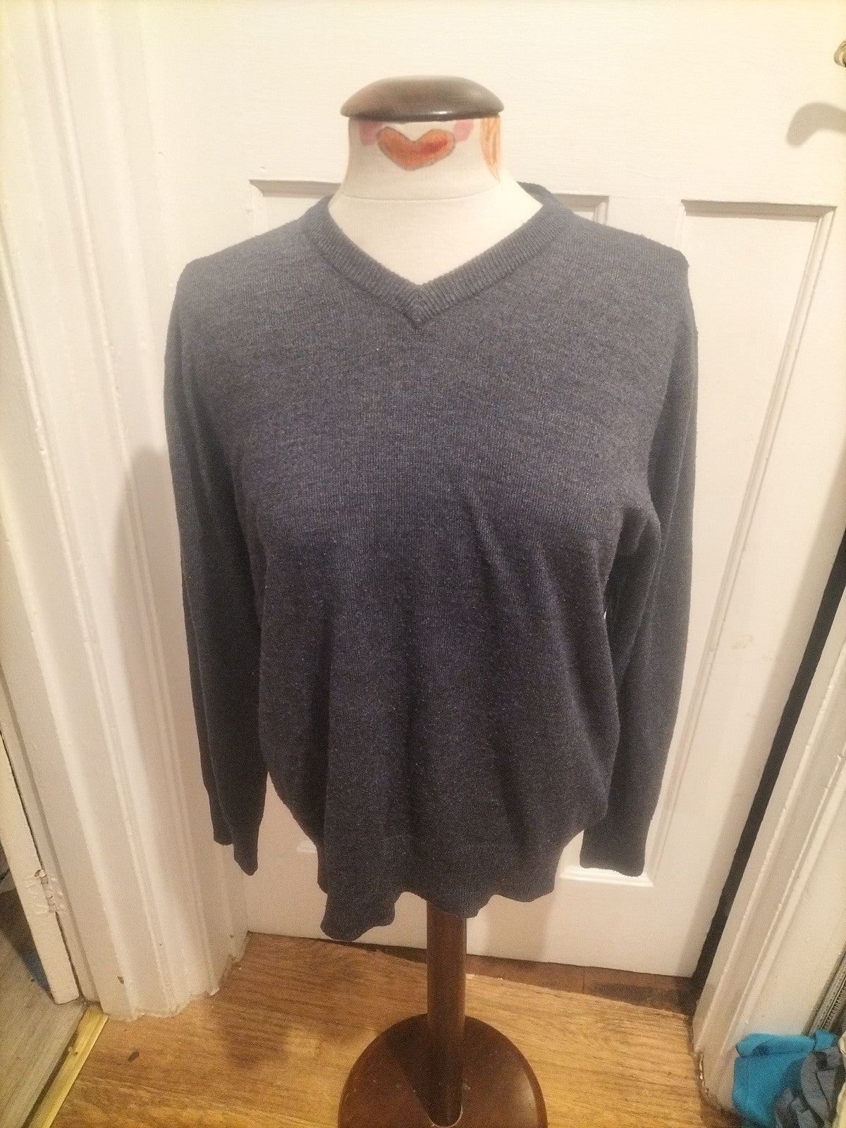 Mens Tu Size Small Grey Ribbed Pullover Jumper