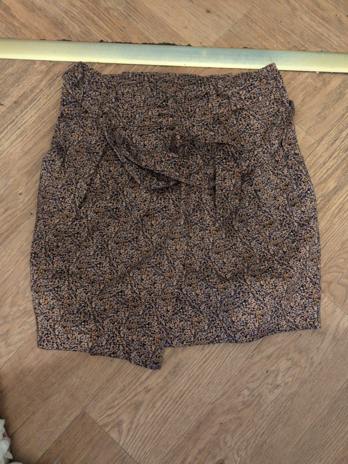 H&M 14 Multicoloured Belted Knee Length Skirt