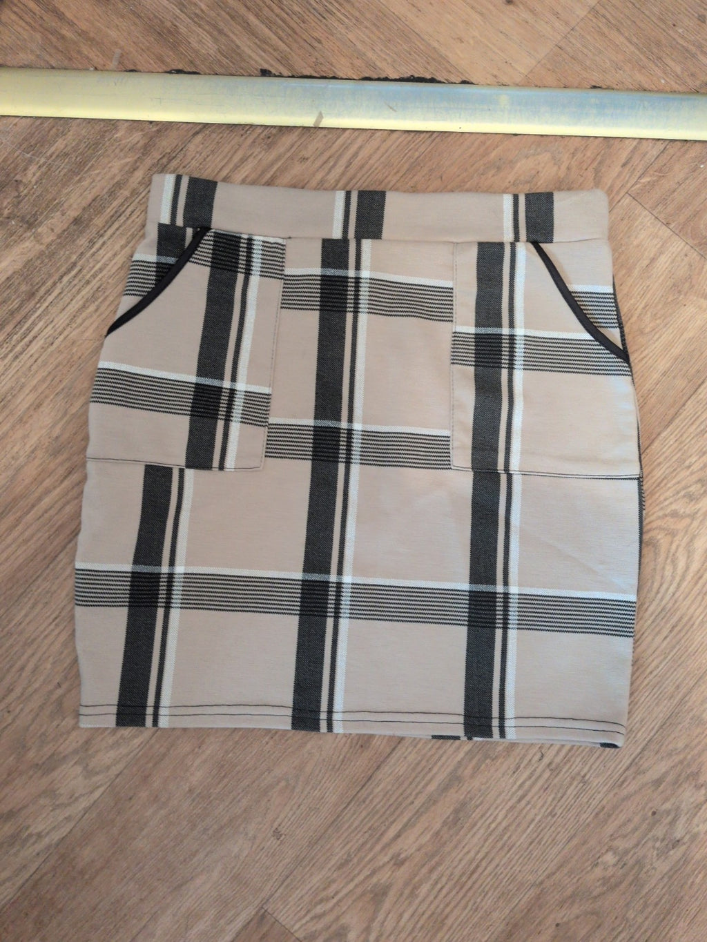 Select 10 Beige Check Knee Length Skirt