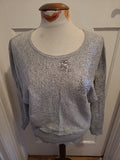 Ladies Apricot Size 10 Grey With Silver Sequin Long Sleeved Tshirt