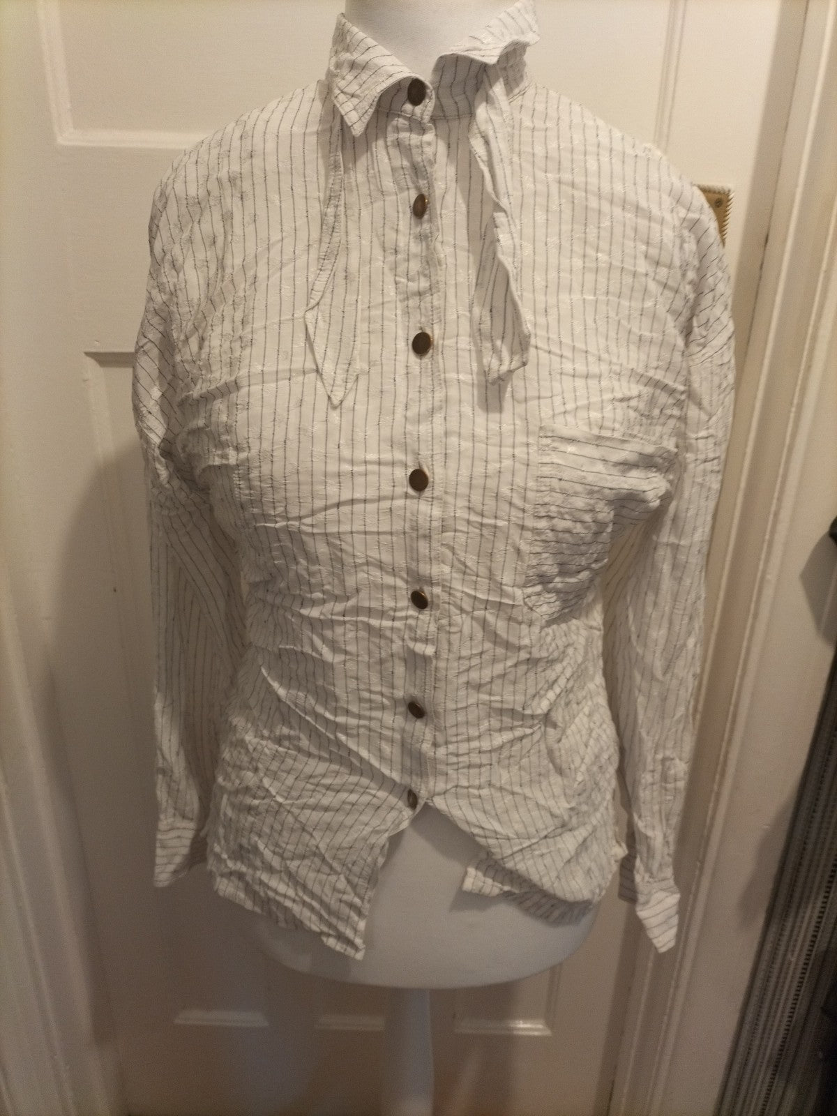 Ladies Size Euro 38 Purple White Striped Shirt