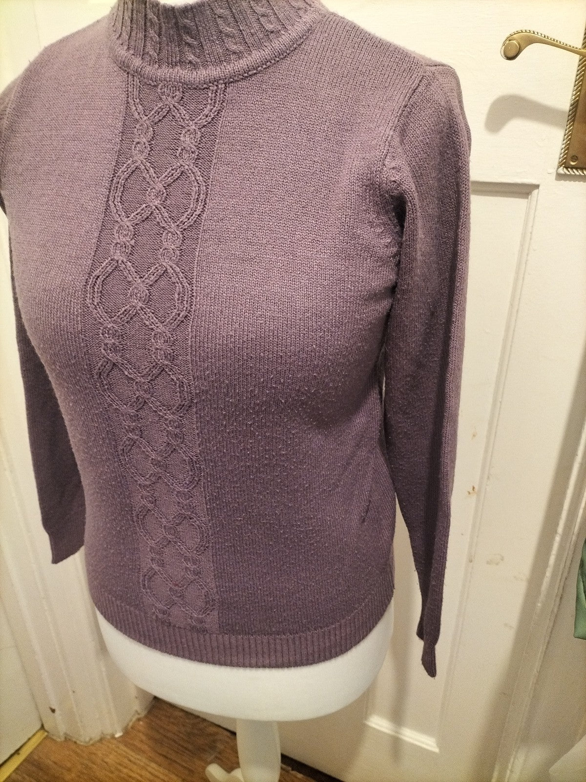 Ladies EWM Size 10-12 Purple High Neck Long Sleeved Pullover Jumper