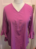 Shein M Purple V Neck Flute Sleeve Blouse
